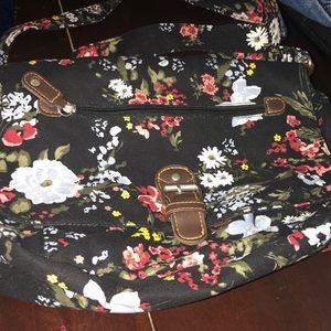 Black flowered crossbody